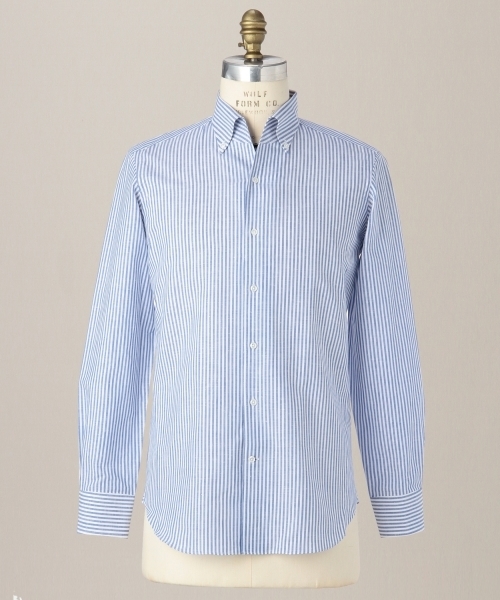 UNITED ARROWS(ユナイテッドアローズ)の「UAD コットンリネン ストライプ オープンボタンダウン シャツ ◆(シャツ/ブラウス・メンズ・コバルトブルー・37cm/41cm/40cm/39cm/38cm)」の2枚目の写真