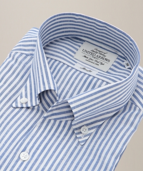 UNITED ARROWS(ユナイテッドアローズ)の「UAD コットンリネン ストライプ オープンボタンダウン シャツ ◆(シャツ/ブラウス・メンズ・コバルトブルー・37cm/41cm/40cm/39cm/38cm)」の8枚目の写真