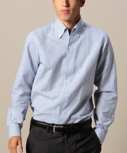 UNITED ARROWS(ユナイテッドアローズ)の「UAD コットンリネン ストライプ オープンボタンダウン シャツ ◆(シャツ/ブラウス・メンズ・コバルトブルー・37cm/41cm/40cm/39cm/38cm)」の7枚目の写真