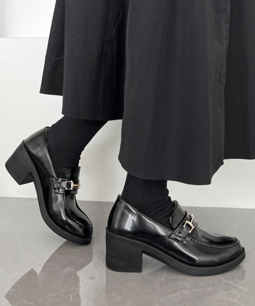 Shoes in Closet（シューズインクローゼット）の「超軽量厚底 マニッシュ ヒールアップ ビットローファー 7525（ローファー・レディース・ブラック/ブラック系その他/ブラウン系その他/ブラック系その他5/ブラウン系その他5/ダークブラウン/ブラック系/ブラック系1/ブラウン系/ブラウン系1/ブラウン系5/ブラック系5/ベージュ系1・LL/S/M/L/XS/3L/4L）」の5枚目の写真