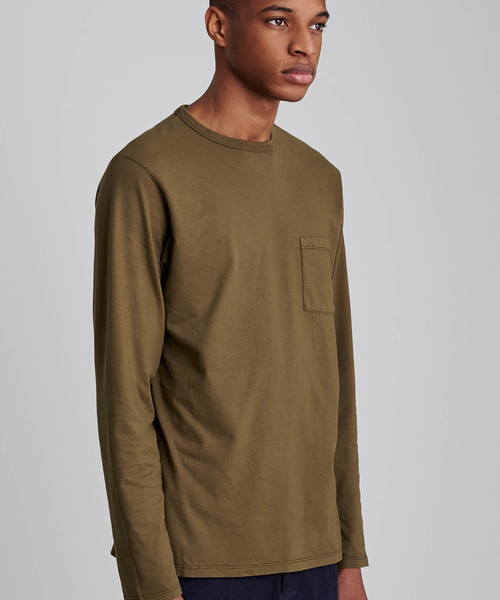 Saturdays NYC（サタデーズ ニューヨークシティ ）の「James Pima Longsleeve T-Shirt（Tシャツ/カットソー・メンズ・オリーブ/イエロー・XL/XS/S/M/L）」の4枚目の写真