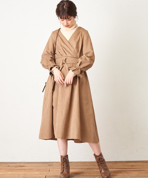 natural couture（ナチュラルクチュール）の「大人のキャンディースリーブカシュクールワンピース（ワンピース・レディース・モカ/ブルー/パープル/ピンク/チェック・FREE）」の6枚目の写真