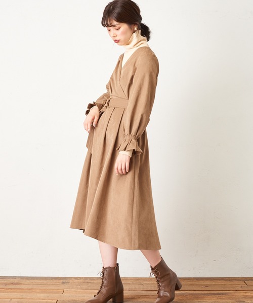 natural couture（ナチュラルクチュール）の「大人のキャンディースリーブカシュクールワンピース（ワンピース・レディース・モカ/ブルー/パープル/ピンク/チェック・FREE）」の7枚目の写真