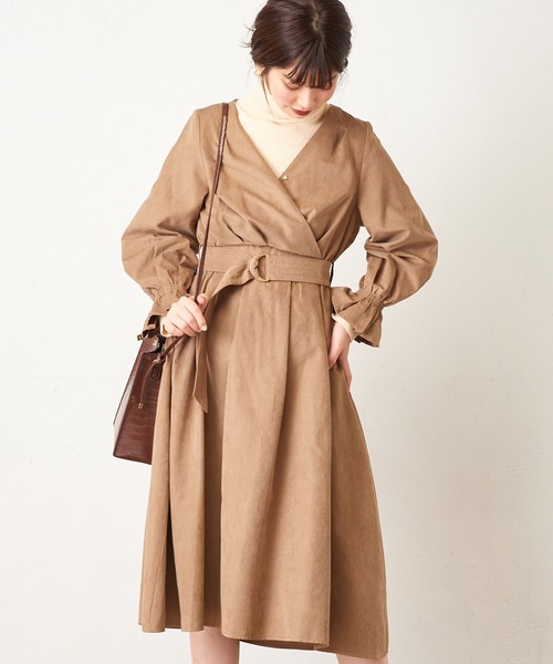 natural couture（ナチュラルクチュール）の「大人のキャンディースリーブカシュクールワンピース（ワンピース・レディース・モカ/ブルー/パープル/ピンク/チェック・FREE）」の10枚目の写真