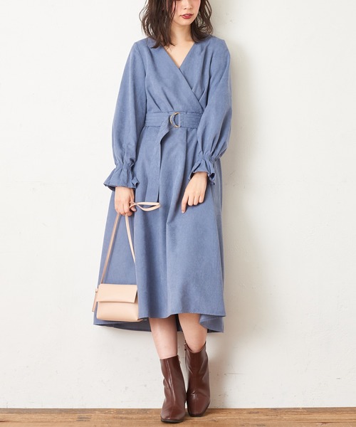 natural couture（ナチュラルクチュール）の「大人のキャンディースリーブカシュクールワンピース（ワンピース・レディース・モカ/ブルー/パープル/ピンク/チェック・FREE）」の12枚目の写真