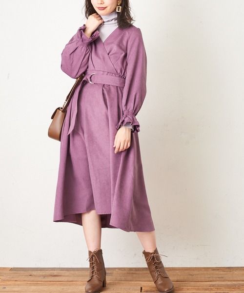 natural couture（ナチュラルクチュール）の「大人のキャンディースリーブカシュクールワンピース（ワンピース・レディース・モカ/ブルー/パープル/ピンク/チェック・FREE）」の15枚目の写真