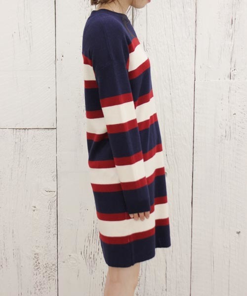 Chico(チコ)の「ボーダーニットOP(ワンピース・レディース・グレー/グリーン/ネイビー・FREE)」の7枚目の写真