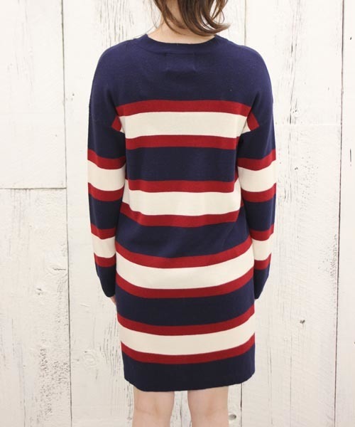 Chico(チコ)の「ボーダーニットOP(ワンピース・レディース・グレー/グリーン/ネイビー・FREE)」の8枚目の写真