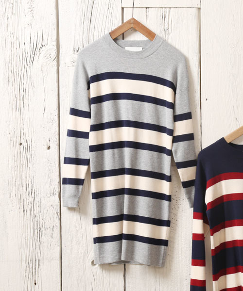 Chico(チコ)の「ボーダーニットOP(ワンピース・レディース・グレー/グリーン/ネイビー・FREE)」の12枚目の写真