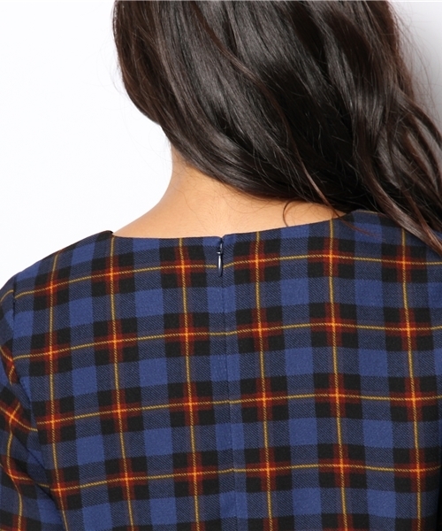 Ray BEAMS（レイビームス）の「Ray BEAMS / チェック タックフレアー ワンピース（ワンピース・レディース・ブラウン系その他/ブルー・1/0）」の12枚目の写真