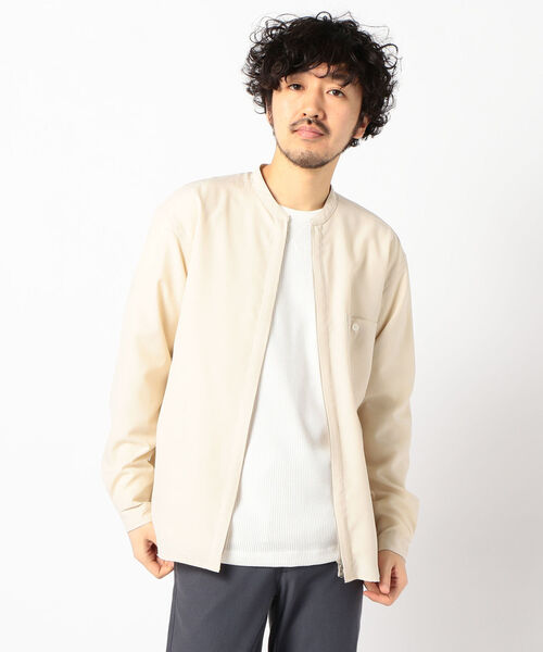 GLOSTER(グロスター)の「ZIP バンドカラー シャツ ブルゾン (シャツ/ブラウス・メンズ・インディゴブルー/アイボリー/ネイビー・XL/L/S/M)」の1枚目の写真