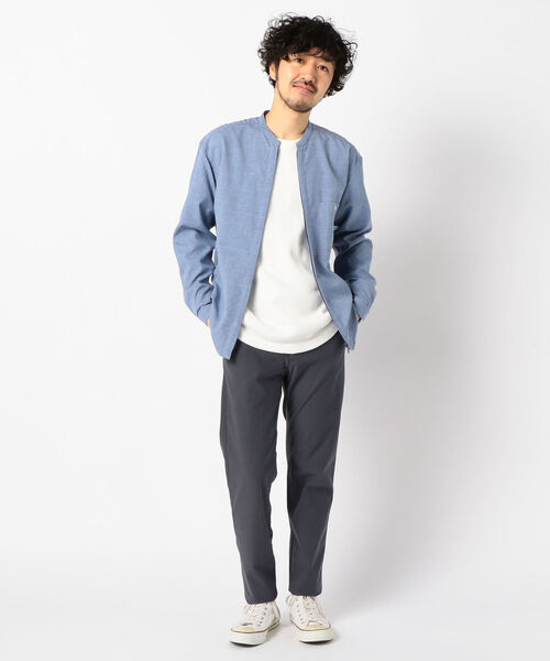 GLOSTER(グロスター)の「ZIP バンドカラー シャツ ブルゾン (シャツ/ブラウス・メンズ・インディゴブルー/アイボリー/ネイビー・XL/L/S/M)」の12枚目の写真