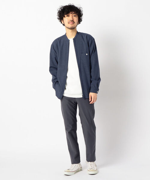 GLOSTER(グロスター)の「ZIP バンドカラー シャツ ブルゾン (シャツ/ブラウス・メンズ・インディゴブルー/アイボリー/ネイビー・XL/L/S/M)」の10枚目の写真