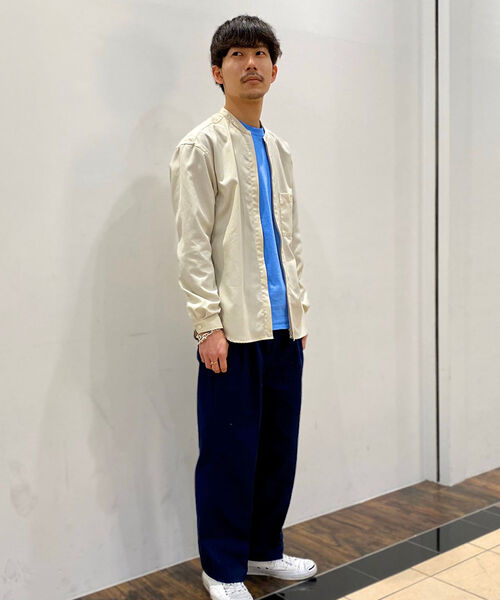 GLOSTER(グロスター)の「ZIP バンドカラー シャツ ブルゾン (シャツ/ブラウス・メンズ・インディゴブルー/アイボリー/ネイビー・XL/L/S/M)」の18枚目の写真
