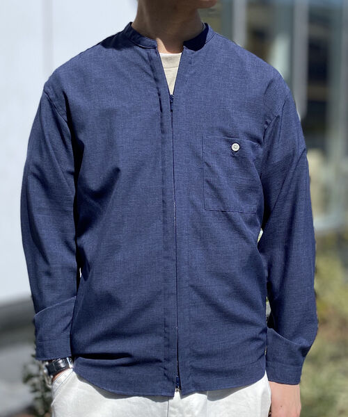 GLOSTER(グロスター)の「ZIP バンドカラー シャツ ブルゾン (シャツ/ブラウス・メンズ・インディゴブルー/アイボリー/ネイビー・XL/L/S/M)」の19枚目の写真