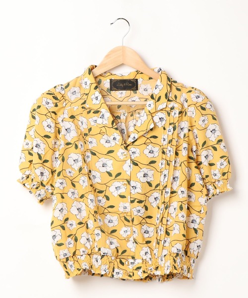 Libby&Rose(リビーアンドローズ)の「花柄オープンカラー5分袖ブラウス(シャツ/ブラウス・レディース・ベージュ/ネイビー/イエロー・FREE)」の17枚目の写真