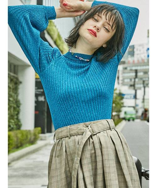 jouetie（ジュエティ）の「ボリュームスリーブニット（ニット/セーター・レディース・ブラック/グリーン/ブルー/ラベンダー・MEDIUM）」の3枚目の写真