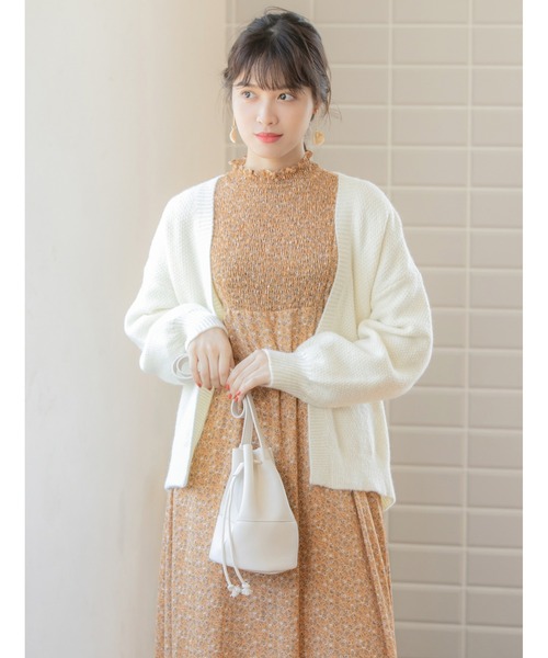 fifth(フィフス)の「鹿の子編みニットカーディガン(カーディガン/ボレロ・レディース・ライトグリーン/アイボリー・MEDIUM)」の2枚目の写真