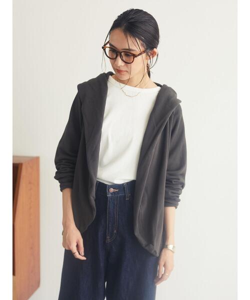 CRAFT STANDARD BOUTIQUE（クラフトスタンダードブティック）の「ドルマンフード付き裏毛カーディガン●（カーディガン/ボレロ・レディース・ブラック/ベージュ/ブラウン・FREE）」の13枚目の写真