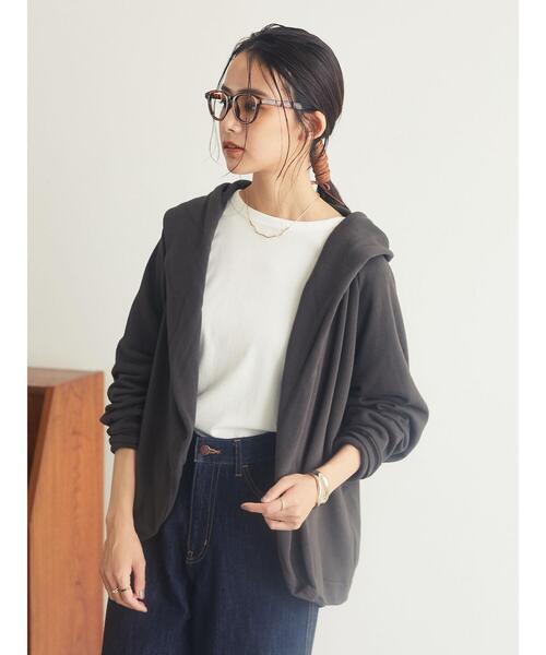 CRAFT STANDARD BOUTIQUE（クラフトスタンダードブティック）の「ドルマンフード付き裏毛カーディガン●（カーディガン/ボレロ・レディース・ブラック/ベージュ/ブラウン・FREE）」の7枚目の写真