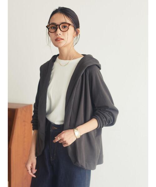 CRAFT STANDARD BOUTIQUE（クラフトスタンダードブティック）の「ドルマンフード付き裏毛カーディガン●（カーディガン/ボレロ・レディース・ブラック/ベージュ/ブラウン・FREE）」の3枚目の写真
