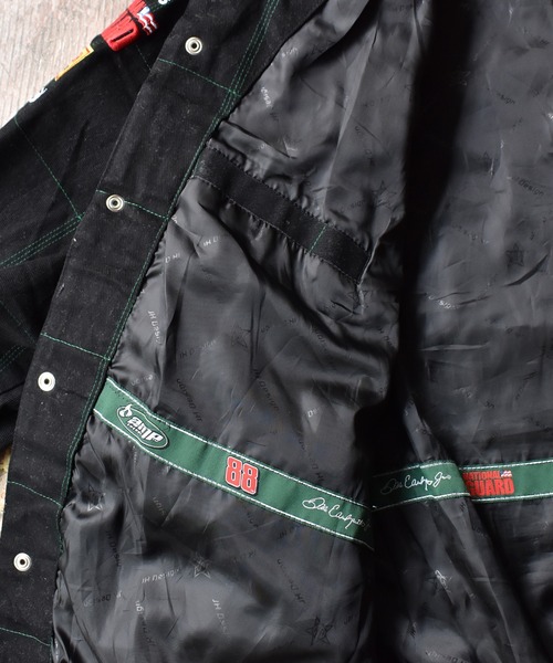 ✨極美品・レア✨ 90s. amp energy JH製 ライダースジャケット 古着 90s JH JR NATION 「amp ENERGY」 企業 刺しゅう チェック