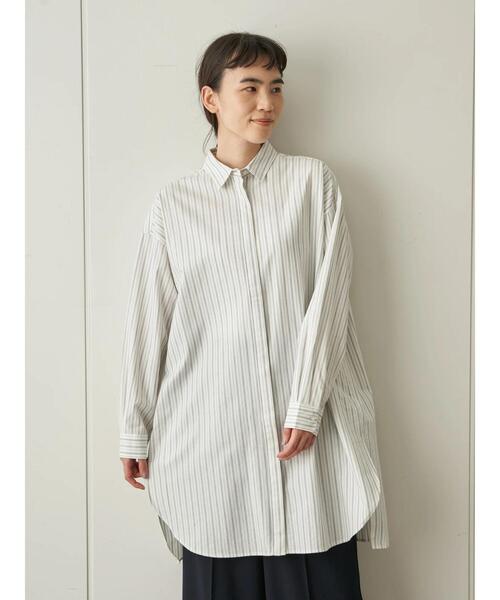 AMERICAN HOLIC(アメリカンホリック)の「レギュラーカラー比翼シャツチュニック(シャツ/ブラウス・レディース・チャコールグレー/ライトグレー/パープル/オフホワイト/ストライプ/ホワイト系その他6・FREE)」の15枚目の写真