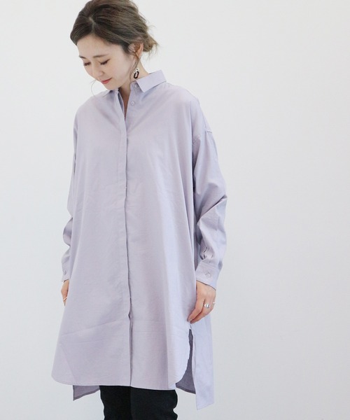 AMERICAN HOLIC(アメリカンホリック)の「レギュラーカラー比翼シャツチュニック(シャツ/ブラウス・レディース・チャコールグレー/ライトグレー/パープル/オフホワイト/ストライプ/ホワイト系その他6・FREE)」の5枚目の写真