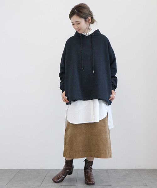 AMERICAN HOLIC(アメリカンホリック)の「レギュラーカラー比翼シャツチュニック(シャツ/ブラウス・レディース・チャコールグレー/ライトグレー/パープル/オフホワイト/ストライプ/ホワイト系その他6・FREE)」の8枚目の写真