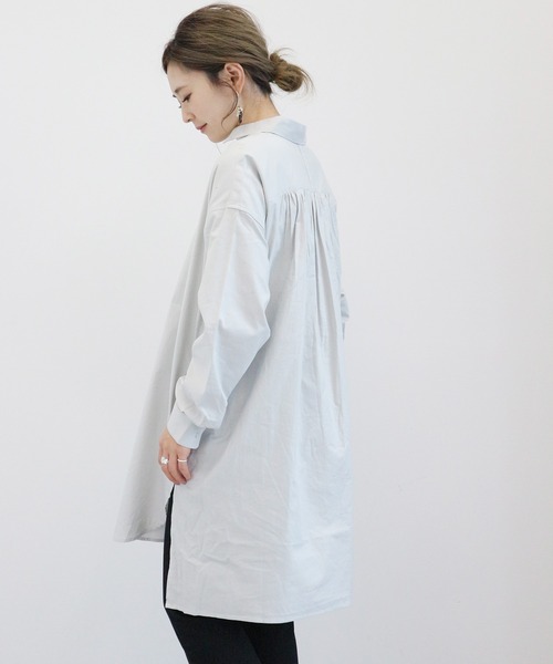 AMERICAN HOLIC(アメリカンホリック)の「レギュラーカラー比翼シャツチュニック(シャツ/ブラウス・レディース・チャコールグレー/ライトグレー/パープル/オフホワイト/ストライプ/ホワイト系その他6・FREE)」の9枚目の写真