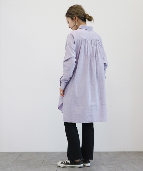 AMERICAN HOLIC(アメリカンホリック)の「レギュラーカラー比翼シャツチュニック(シャツ/ブラウス・レディース・チャコールグレー/ライトグレー/パープル/オフホワイト/ストライプ/ホワイト系その他6・FREE)」の10枚目の写真