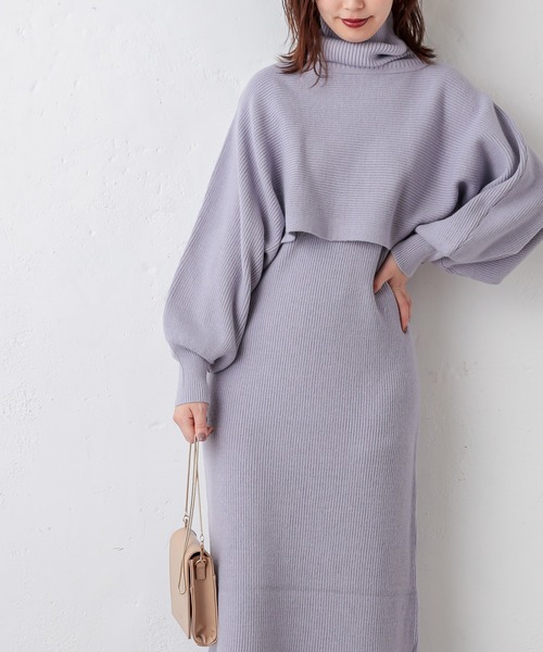 natural couture(ナチュラルクチュール)の「マルチWAYトレンディニットSETワンピース(ワンピース・レディース・アイボリー/ライトグレー/モカ/ラベンダー/キャメル・FREE)」の4枚目の写真