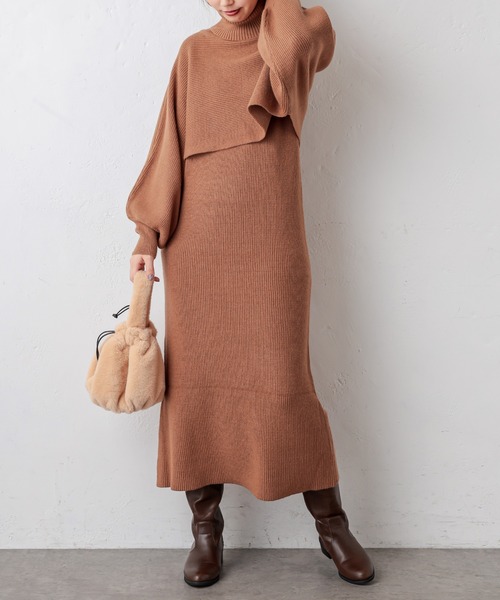 natural couture(ナチュラルクチュール)の「マルチWAYトレンディニットSETワンピース(ワンピース・レディース・アイボリー/ライトグレー/モカ/ラベンダー/キャメル・FREE)」の5枚目の写真