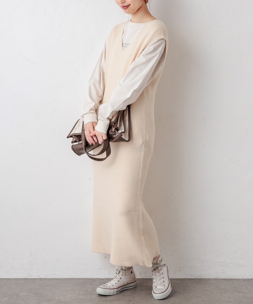 natural couture(ナチュラルクチュール)の「マルチWAYトレンディニットSETワンピース(ワンピース・レディース・アイボリー/ライトグレー/モカ/ラベンダー/キャメル・FREE)」の11枚目の写真