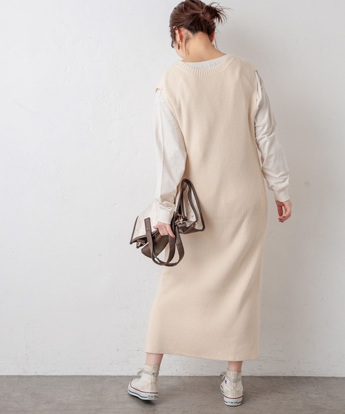natural couture(ナチュラルクチュール)の「マルチWAYトレンディニットSETワンピース(ワンピース・レディース・アイボリー/ライトグレー/モカ/ラベンダー/キャメル・FREE)」の12枚目の写真