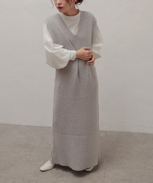 natural couture(ナチュラルクチュール)の「マルチWAYトレンディニットSETワンピース(ワンピース・レディース・アイボリー/ライトグレー/モカ/ラベンダー/キャメル・FREE)」の19枚目の写真