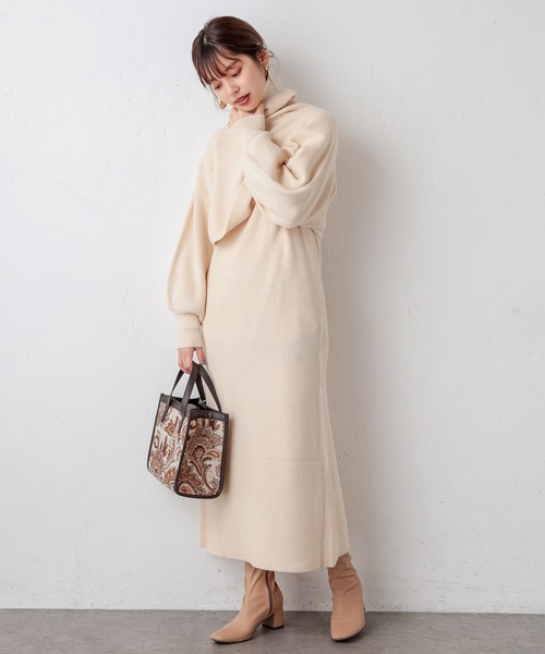 natural couture(ナチュラルクチュール)の「マルチWAYトレンディニットSETワンピース(ワンピース・レディース・アイボリー/ライトグレー/モカ/ラベンダー/キャメル・FREE)」の8枚目の写真