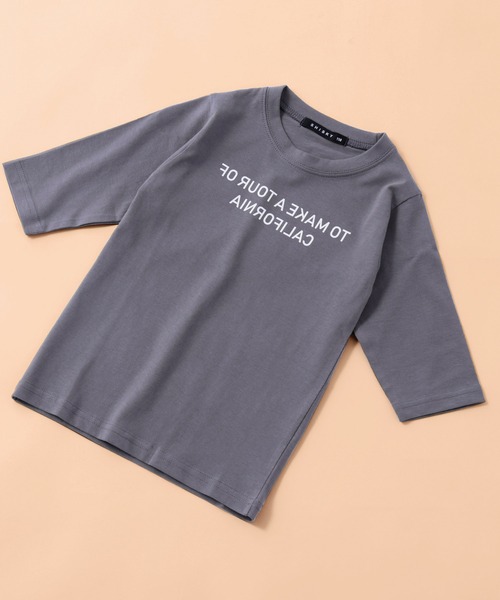 SHISKY（シスキー）の「SHISKY / シスキー ロゴプリント ビックシルエット クルーネック 7分袖 トップス カットソー キッズ（Tシャツ/カットソー・キッズ・オフホワイト/ベージュ系その他/ホワイト系その他2/ブラック/チャコール/オレンジ/ブラック系その他3/ブラック系その他/グレー系その他2/モカ/サックスブルー/ホワイト系その他/杢グレー/ベージュ/ホワイト系その他3/ブラウン系その他/ブラック系その他2/グリーン系その他/ミント/グレー系その他・110/150/130/160/140/120）」の11枚目の写真