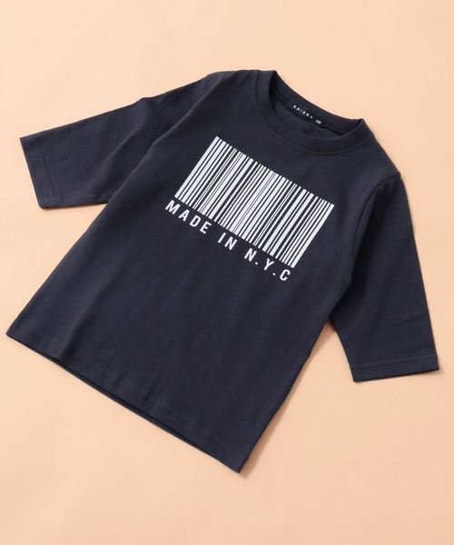 SHISKY（シスキー）の「SHISKY / シスキー ロゴプリント ビックシルエット クルーネック 7分袖 トップス カットソー キッズ（Tシャツ/カットソー・キッズ・オフホワイト/ベージュ系その他/ホワイト系その他2/ブラック/チャコール/オレンジ/ブラック系その他3/ブラック系その他/グレー系その他2/モカ/サックスブルー/ホワイト系その他/杢グレー/ベージュ/ホワイト系その他3/ブラウン系その他/ブラック系その他2/グリーン系その他/ミント/グレー系その他・110/150/130/160/140/120）」の7枚目の写真