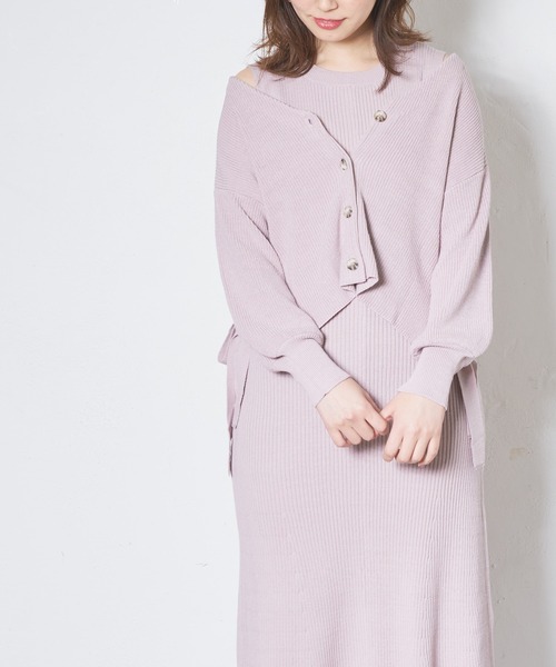 natural couture（ナチュラルクチュール）の「サイドリボンガーリーニットワンピースセット（ワンピース・レディース・ベージュ/ミント/ピンク/オレンジ・FREE）」の16枚目の写真