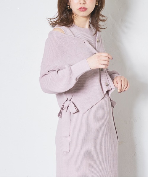 natural couture（ナチュラルクチュール）の「サイドリボンガーリーニットワンピースセット（ワンピース・レディース・ベージュ/ミント/ピンク/オレンジ・FREE）」の18枚目の写真