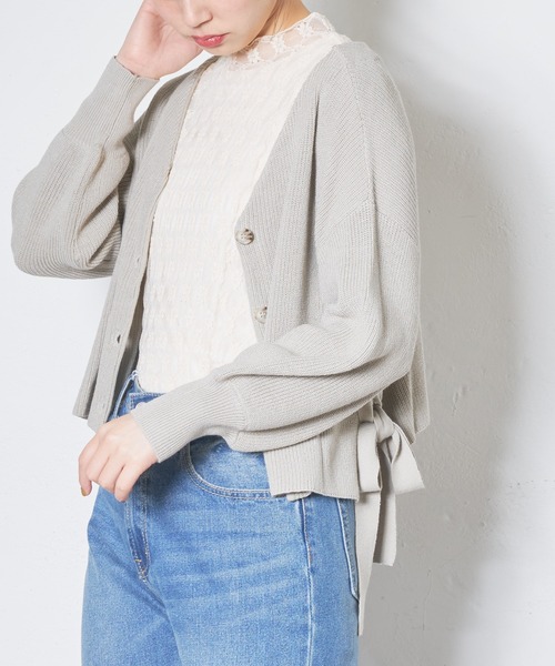 natural couture（ナチュラルクチュール）の「サイドリボンガーリーニットワンピースセット（ワンピース・レディース・ベージュ/ミント/ピンク/オレンジ・FREE）」の13枚目の写真