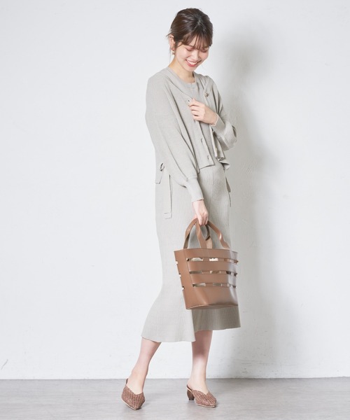 natural couture（ナチュラルクチュール）の「サイドリボンガーリーニットワンピースセット（ワンピース・レディース・ベージュ/ミント/ピンク/オレンジ・FREE）」の10枚目の写真