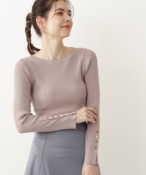 N.(N. Natural Beauty Basic)(エヌエヌナチュラルビューティーベーシック)の「◆ポイントボタンランダムリブニット(ニット/セーター・レディース・ベージュ/ネイビー/オフホワイト/ブルー・MEDIUM)」の3枚目の写真