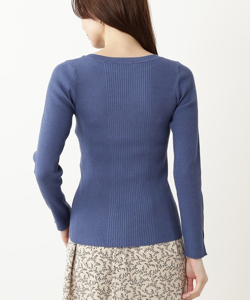 N.(N. Natural Beauty Basic)(エヌエヌナチュラルビューティーベーシック)の「◆ポイントボタンランダムリブニット(ニット/セーター・レディース・ベージュ/ネイビー/オフホワイト/ブルー・MEDIUM)」の14枚目の写真