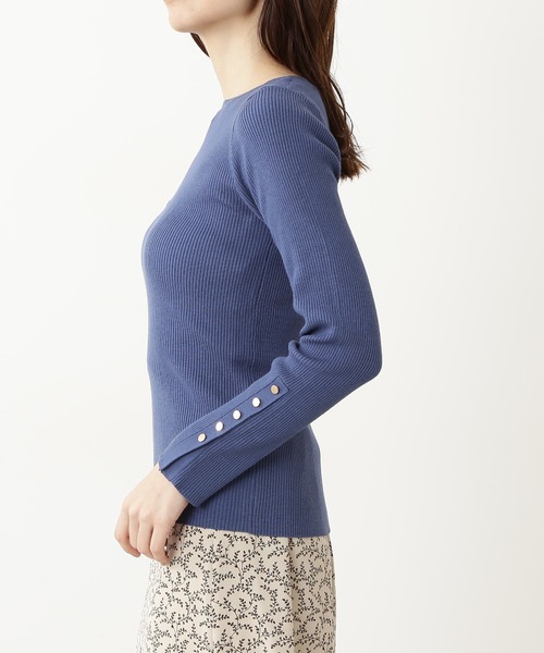 N.(N. Natural Beauty Basic)(エヌエヌナチュラルビューティーベーシック)の「◆ポイントボタンランダムリブニット(ニット/セーター・レディース・ベージュ/ネイビー/オフホワイト/ブルー・MEDIUM)」の12枚目の写真