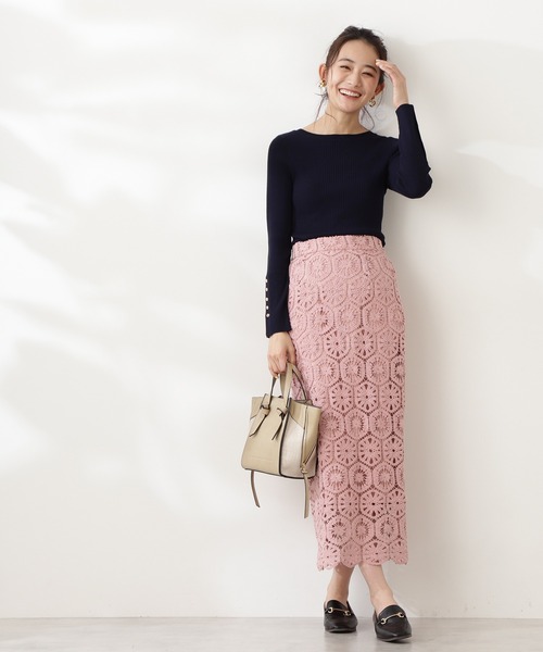 N.(N. Natural Beauty Basic)(エヌエヌナチュラルビューティーベーシック)の「◆ポイントボタンランダムリブニット(ニット/セーター・レディース・ベージュ/ネイビー/オフホワイト/ブルー・MEDIUM)」の16枚目の写真