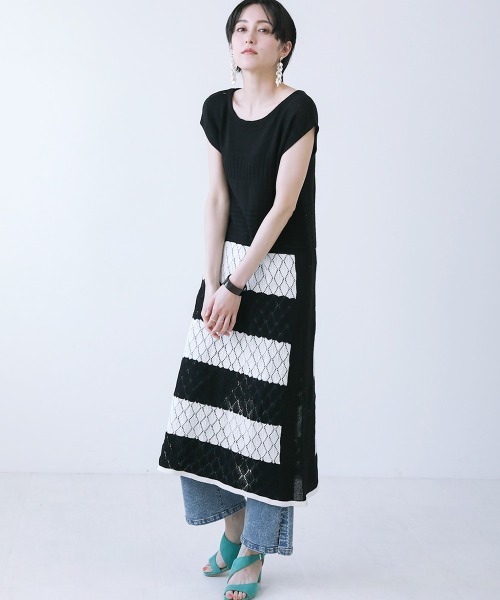 Bou Jeloud（ブージュルード）の「透かし柄◆美ラインニットワンピース（ワンピース・レディース・ベージュ/グリーン/A・FREE）」の2枚目の写真