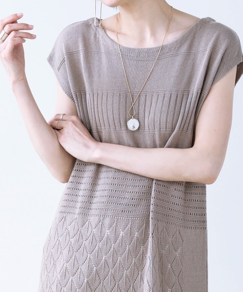 Bou Jeloud（ブージュルード）の「透かし柄◆美ラインニットワンピース（ワンピース・レディース・ベージュ/グリーン/A・FREE）」の5枚目の写真
