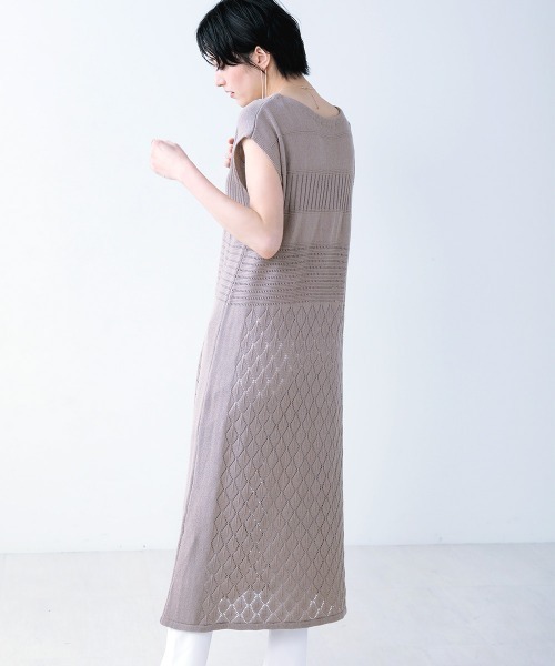 Bou Jeloud（ブージュルード）の「透かし柄◆美ラインニットワンピース（ワンピース・レディース・ベージュ/グリーン/A・FREE）」の8枚目の写真